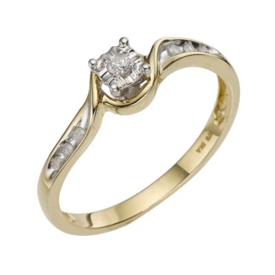 9ct Yellow Gold Diamond Twist Ring