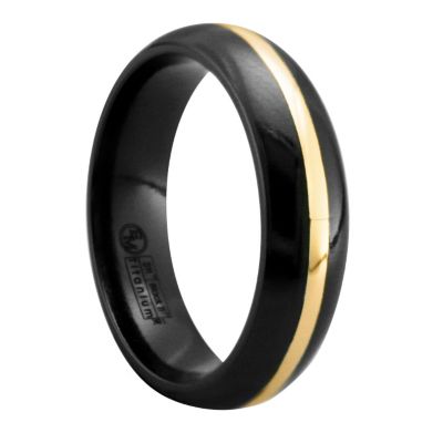 Edward Mirrell 14ct yellow gold black titanium ring 6mm - Product number 8181128