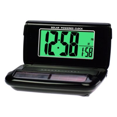 Black Solar Travel Alarm Clock