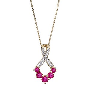 9ct Gold Diamond and Ruby Pendant