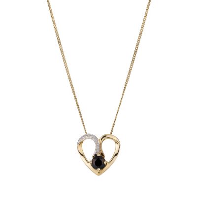 9ct Yellow Gold Diamond & Sapphire Pendant - Product number 8184542