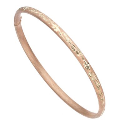 Unbranded 9ct Rose and Yellow Gold Patterned Bangle