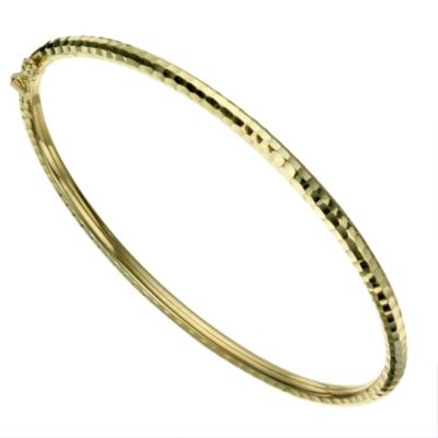 9ct Gold Diamond Cut Hinged Bangle