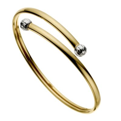 Two Colour Diamond Cut Torque Bangle