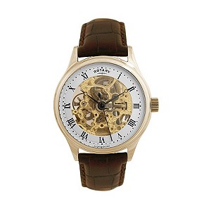 Rotary Men's Gold-Plated Skeleton Watch