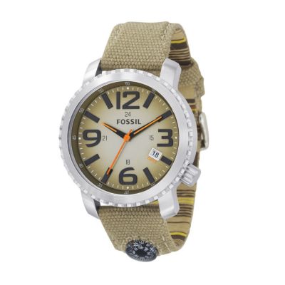 Fossil Men's Beige Fabric Compass Watch - Product number 8187762