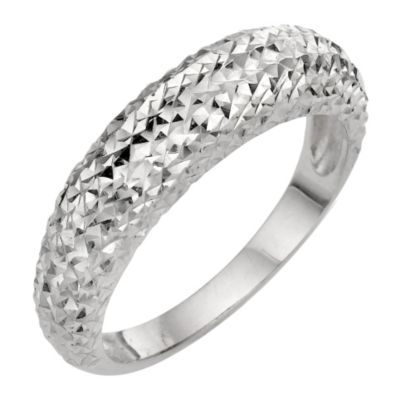 9ct White Gold Diamond Cut Fancy Ring