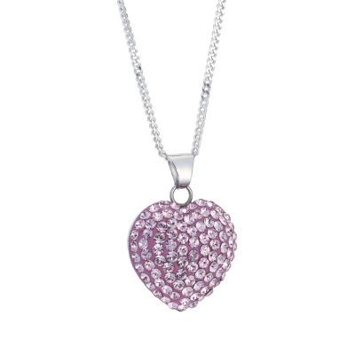 Sterling Silver Pink Crystal Heart Pendant - Product number 8189005