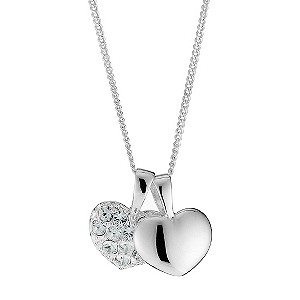 Sterling silver double heart stone set crystal