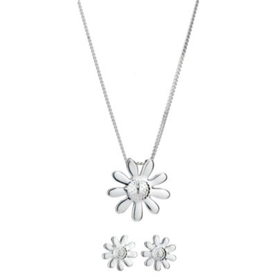 H Samuel Sterling Silver Daisy Jewellery Set