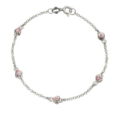 sterling Silver Pink Cubic Zirconia Bracelet