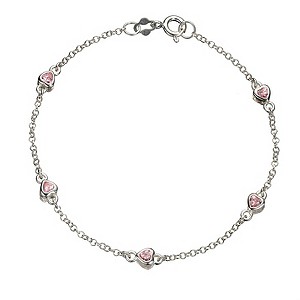 sterling Silver Pink Cubic Zirconia Bracelet