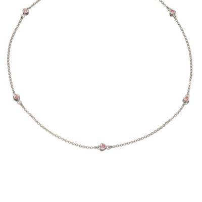 H Samuel Sterling Silver Pink Cubic Zirconia Necklace