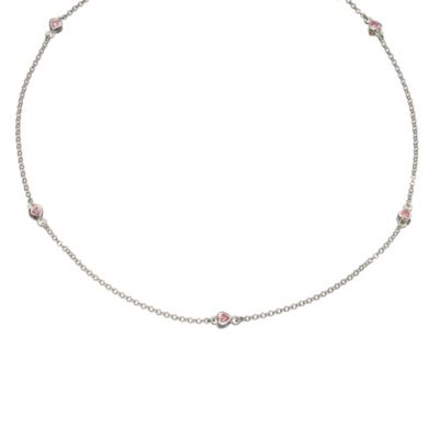 sterling Silver Pink Cubic Zirconia Necklace