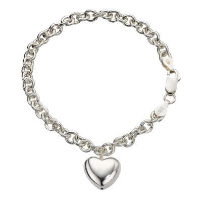 H Samuel Sterling Silver Puff Heart Bracelet