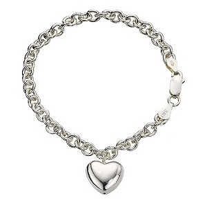H Samuel Sterling Silver Puff Heart Bracelet