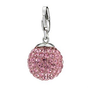 sterling Silver Pink Crystal Ball Charm