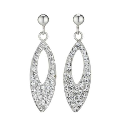 H Samuel Sterling Silver Crystal Drop Earrings