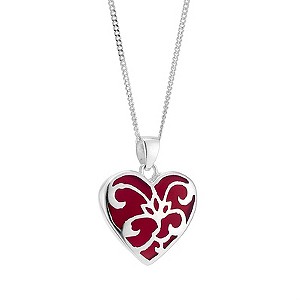 Sterling Silver and Red Resin Heart Pendant