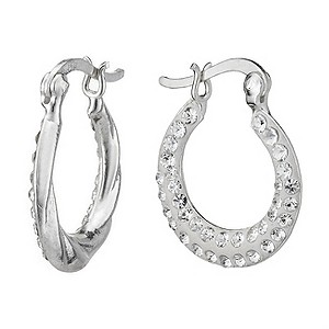 sterling Silver Crystal Creole Earrings