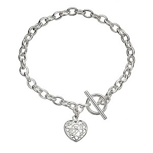 H Samuel Sterling Silver Flower Heart Bracelet