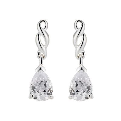 H Samuel Sterling Silver and Cubic Zirconia Pear Drop