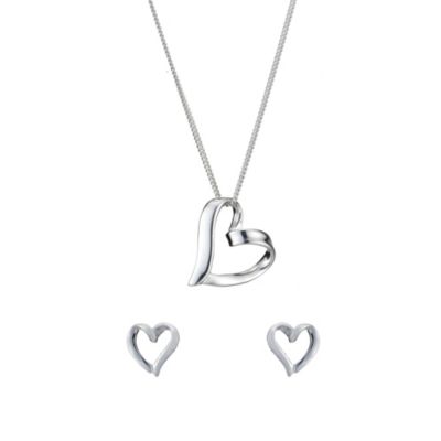 sterling Silver Heart Earrings and Pendant Set