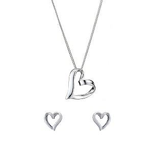 sterling Silver Heart Earrings and Pendant Set