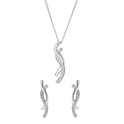 sterling Silver Twig Earring and Pendant Set