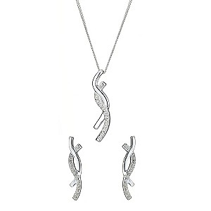 H Samuel Sterling Silver Twig Earring and Pendant Set