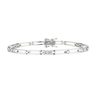 H Samuel Sterling Silver and Cubic Zirconia Bar Link