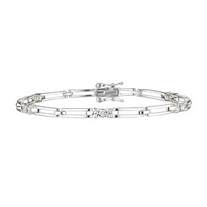H Samuel Sterling Silver and Cubic Zirconia Bar Link