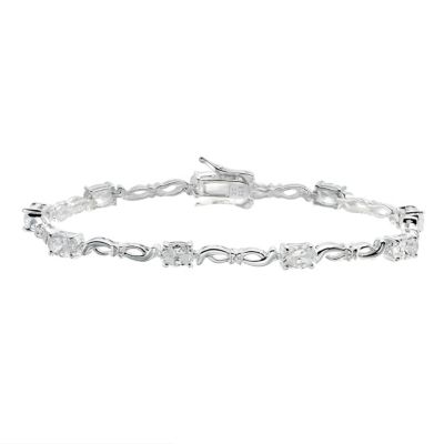 sterling Silver and Cubic Zirconia Link Bracelet