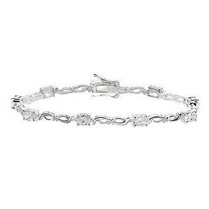 sterling Silver and Cubic Zirconia Link Bracelet