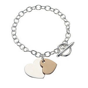 sterling Silver and Rose Gold T-Bar Heart Bracelet