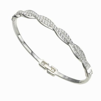 H Samuel Sterling Silver Cubic Zirconia Set Weave Bangle