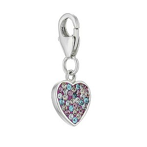 The Glitter Collection Sterling Silver Multi Coloured Crystal Heart Charm