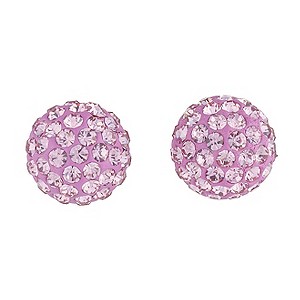 Silver Pink Crystal Stud Earrings