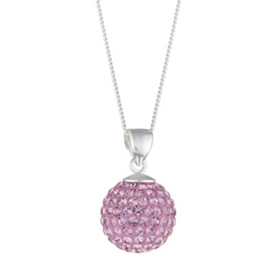 Silver Pink Crystal Ball Pendant