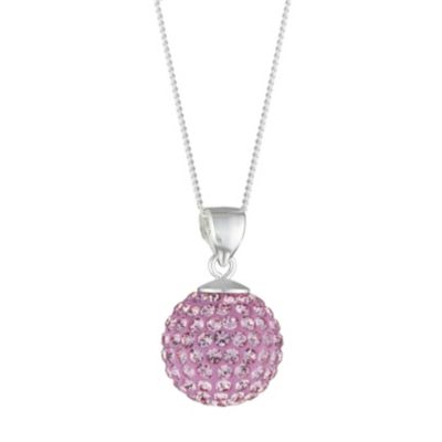 Sterling Silver Pink Crystal Ball Pendant