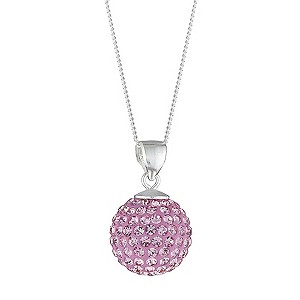 Sterling Silver Pink Crystal Ball Pendant