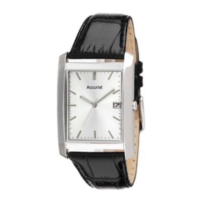 Accurist Men's Black Leather Strap Watch - Product number 8191190