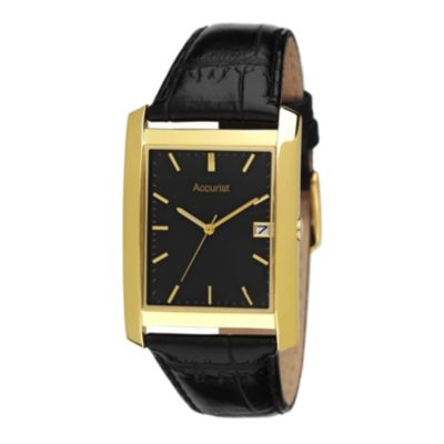 Accurist Men's Black Leather Strap Watch - Product number 8191204
