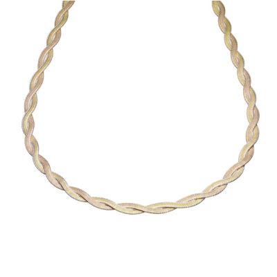 9ct Three Colour Gold Herringbone Necklace