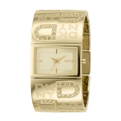 DKNY Ladies' Gold-Plated Logo Cuff Watch - Product number 8192812