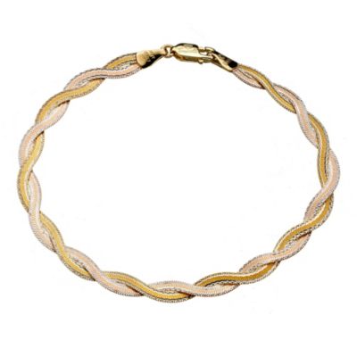 9ct Three Colour Gold Diamond Cut Bracelet - Product number 8192820