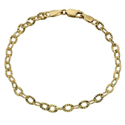 9ct Yellow Gold 7` Diamond Cut Oval Chain
