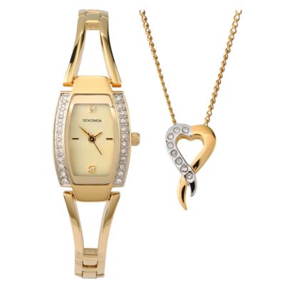Sekonda Ladies' Gold-Plated Watch & Pendant Gift Set - Product number 8193371