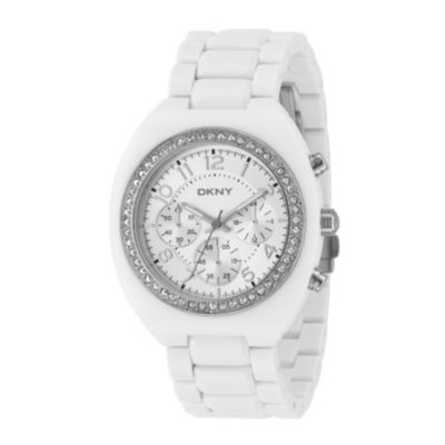 DKNY ladies' stone set white watch - Product number 8194262