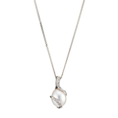 9ct white gold diamond & pearl wrap pendant - Product number 8196524